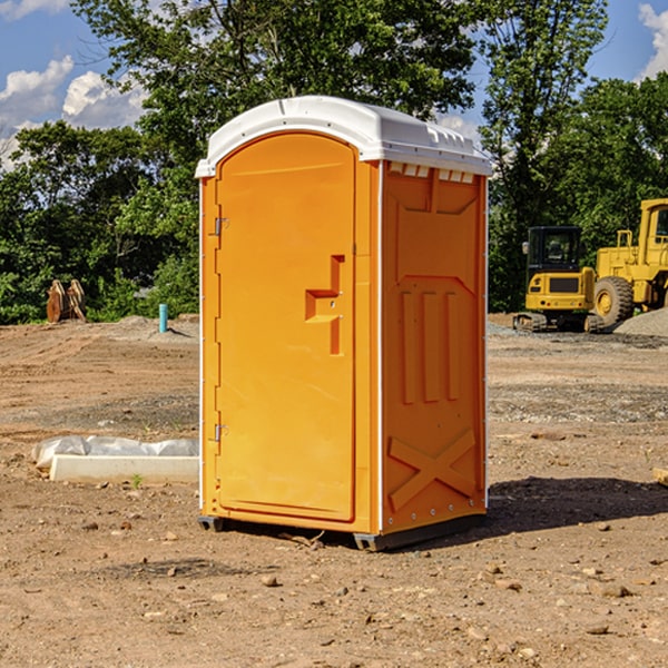 how often are the portable restrooms cleaned and serviced during a rental period in Lawrence County